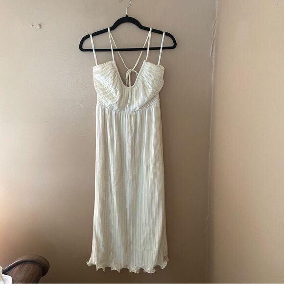 Lovers And Friends Benni Midi Dress in Ivory white
 Pleated halter Revolve XS - Picture 14 of 14